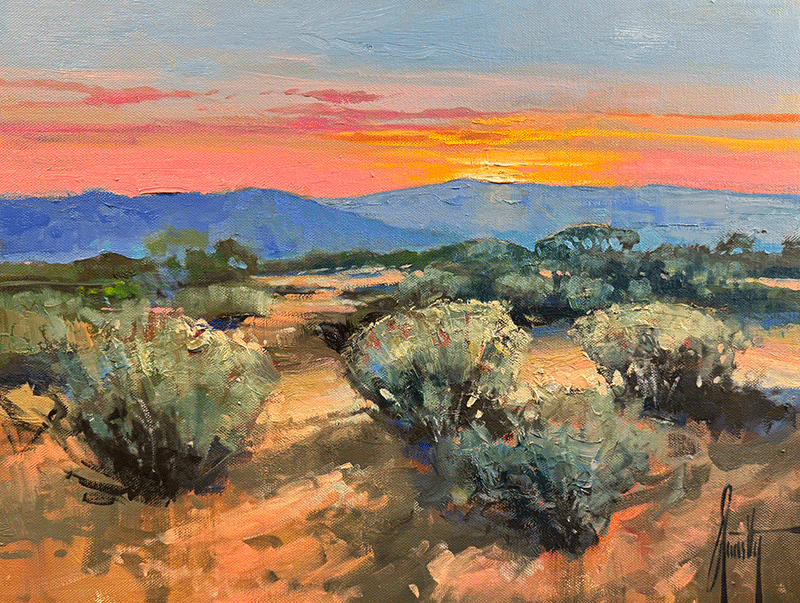 Dusk,-Santa-Fe-14x18-oil-on-canvas by Steven Quartly