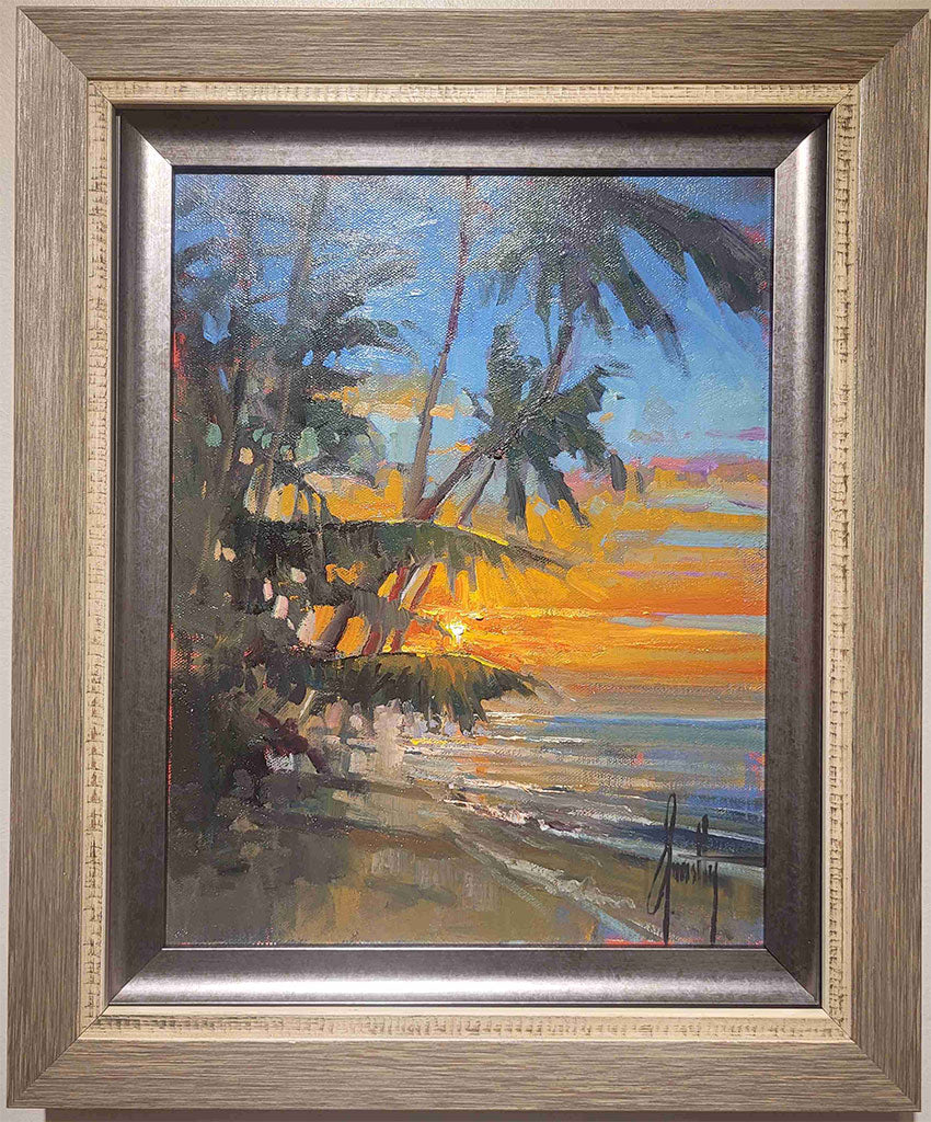 Island-Sunset-14x11-Original Steven Quartly-21"x18" Framed