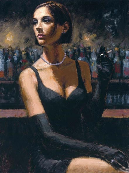 fabian perez brunette at the bar ii