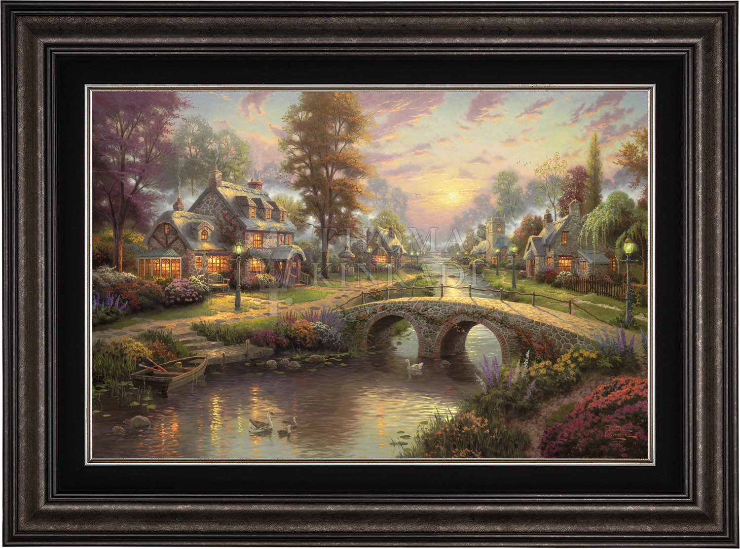 Sunset on Lamplight Lane, by Thomas Kinkade