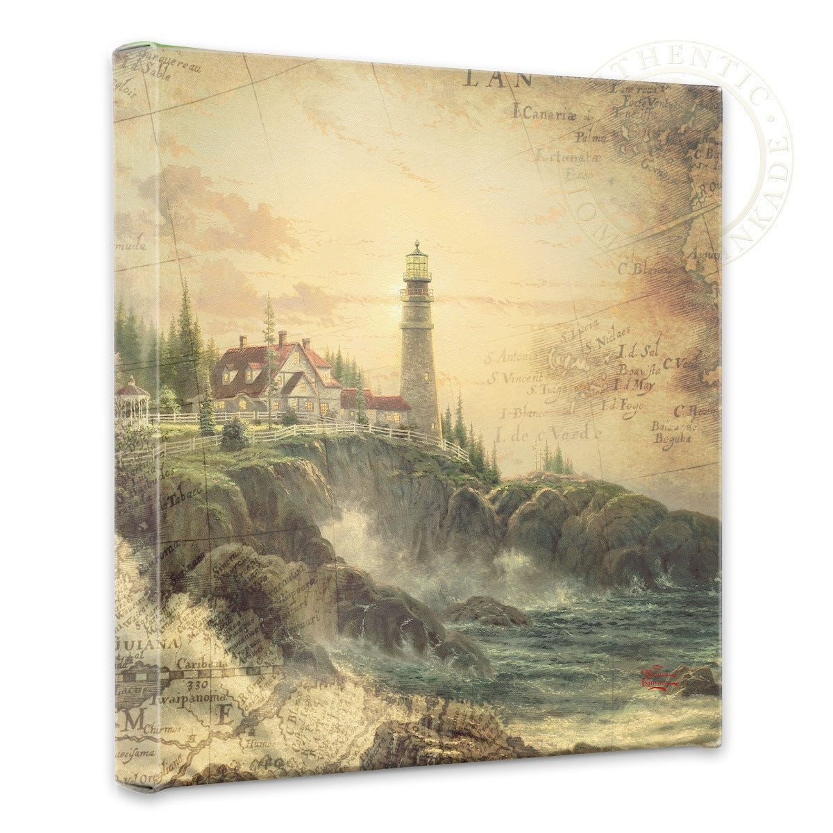 Clearing Storm Map Collage - 14" x 14" Gallery Wrapped Canvas