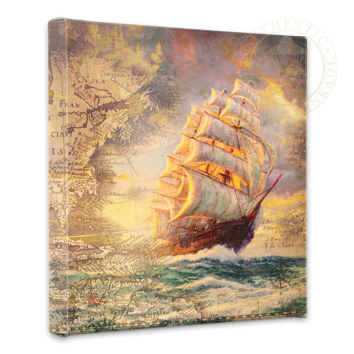 Courageous Voyage Map Collage- 14&#34; x 14&#34; Gallery Wrapped Canvas