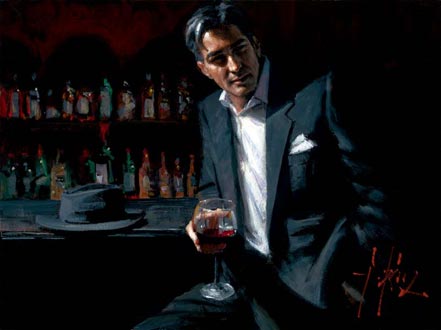 fabian perez black suit red wine