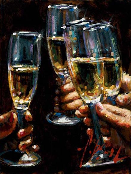fabian perez brindis con champagne