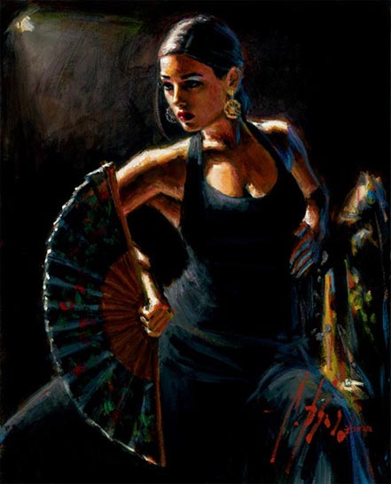 fabian perez celina con abanico