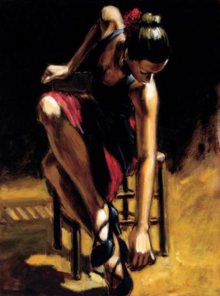fabian perez dancer in red skirt