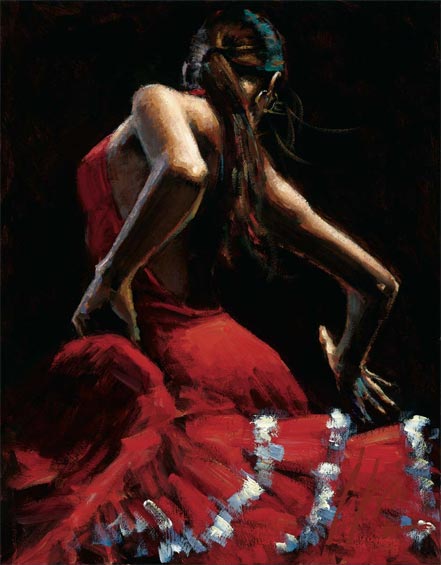 fabian perez dancer in red with white