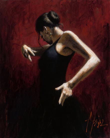 fabian perez el baile del flamenco en rojo