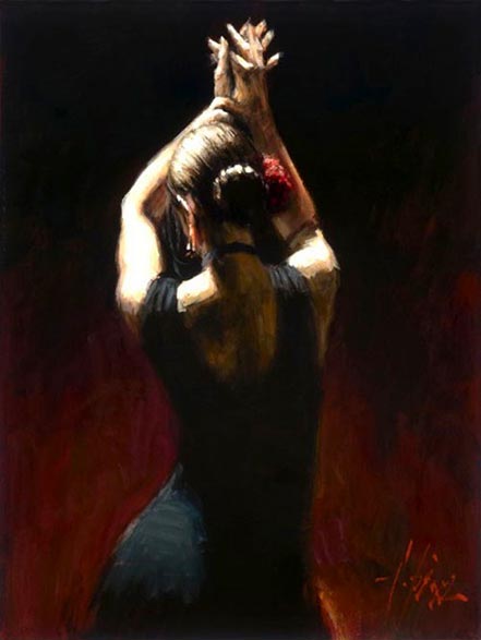 fabian perez flamenco dancer in black dress