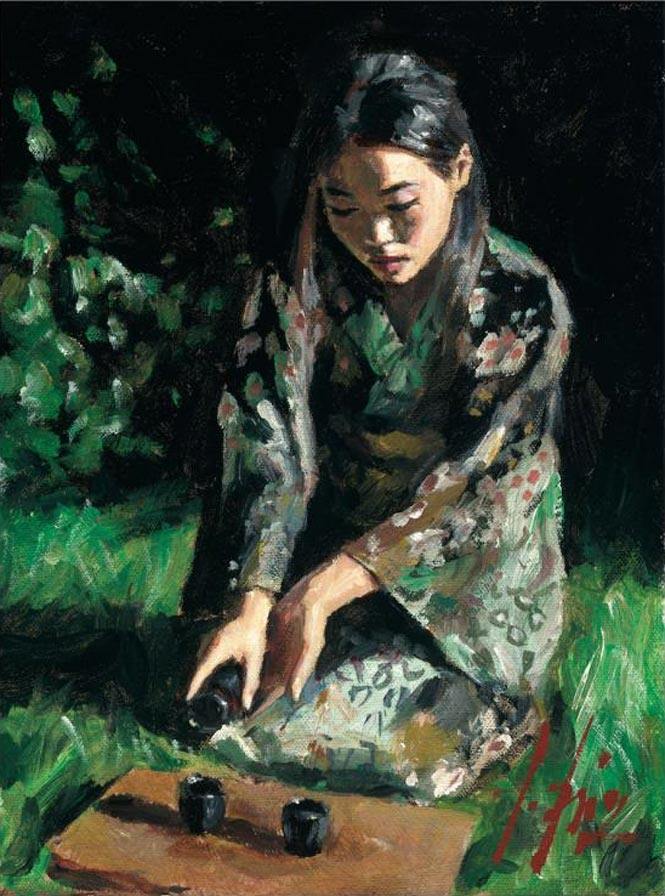 fabian perez geisha pouring sake ii