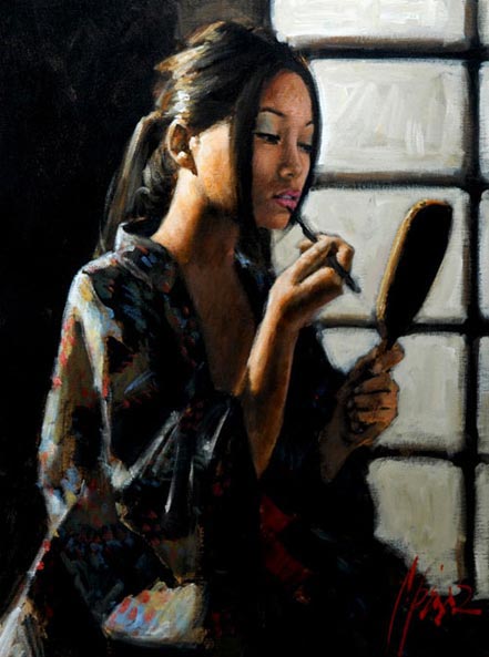 fabian perez geisha with mirror