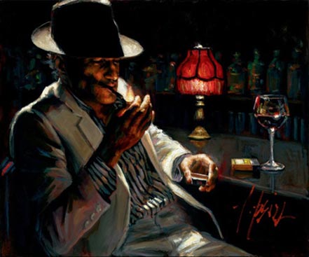 fabian perez man lighting cigarette v