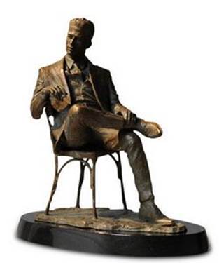 Fabian Perez Man Sitting in Chair Bronze Sculpture