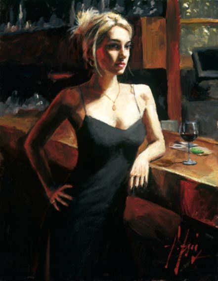 fabian perez monika at bar with red