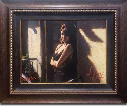 fabian perez saba at the balcony with black dress
