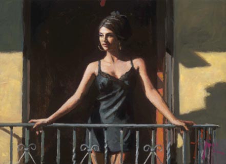 fabian perez saba at the balcony ocre
