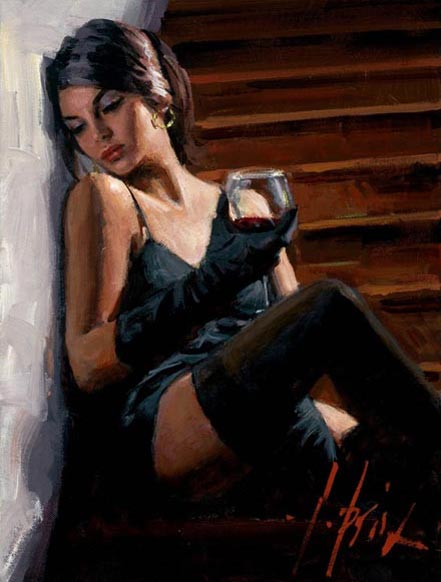 fabian perez saba on the stairs white wall