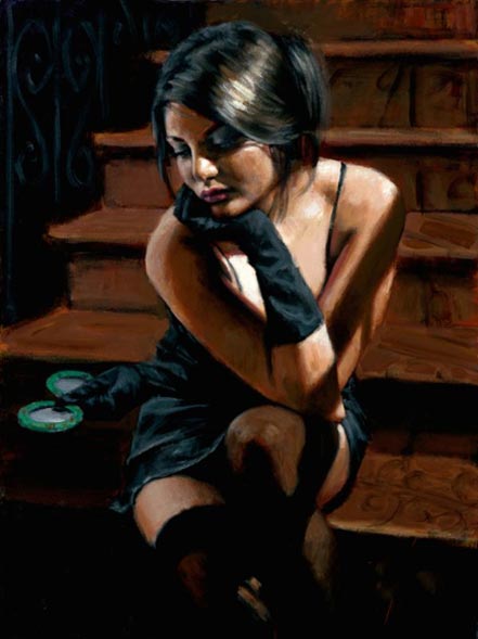 fabian perez saba on the stairs