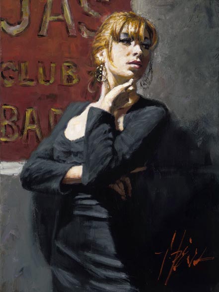 fabian perez sandra by the red sign