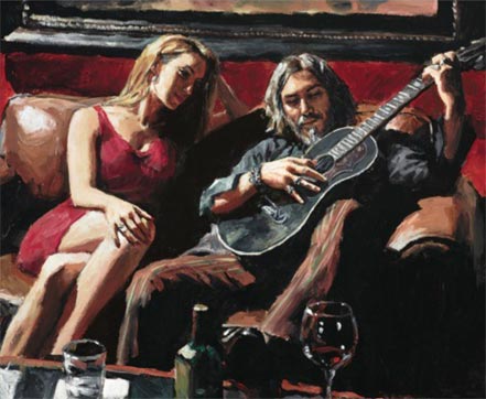 fabian perez self portrait with girl and guitar