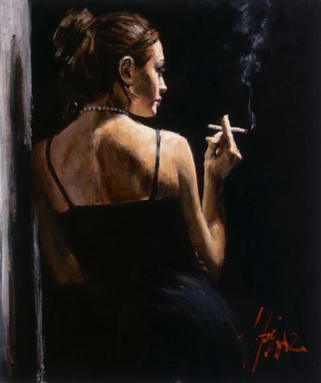 Painting by Artist Fabian Perez "A Sensual Touch in the Dark"