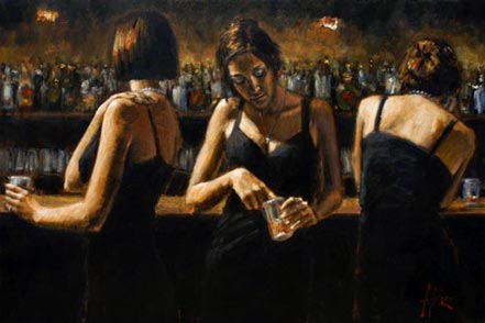 fabian perez study for 3 girls in bar ii