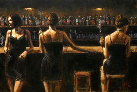 fabian perez study for 3 girls in bar