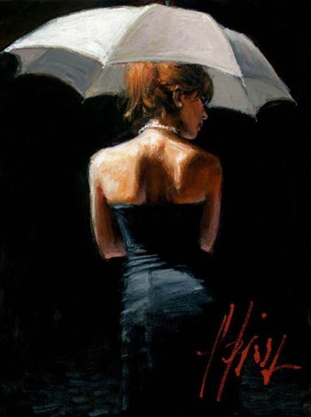 fabian perez study woman with white umbrella