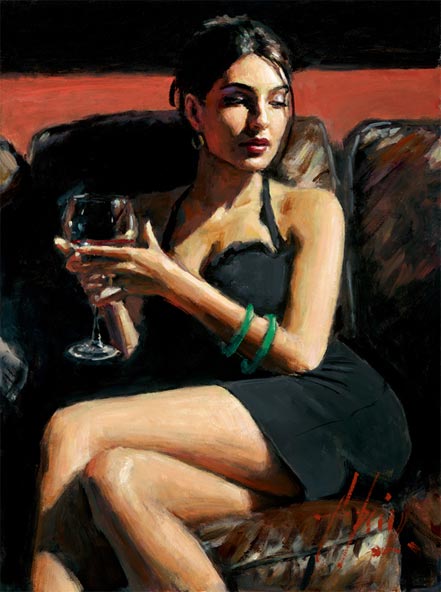 fabian perez tess on leather couch