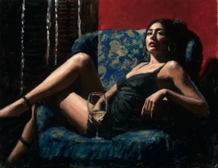 fabian perez vanessa in blue flowers chair
