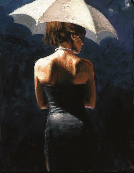 fabian perez woman with white umbrella