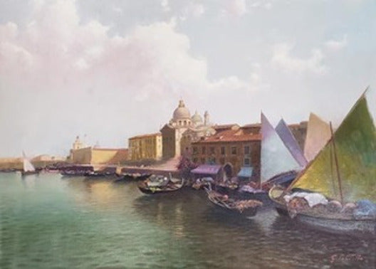 Venezia, Chiesa Original Oil Painting by G. Pratillo