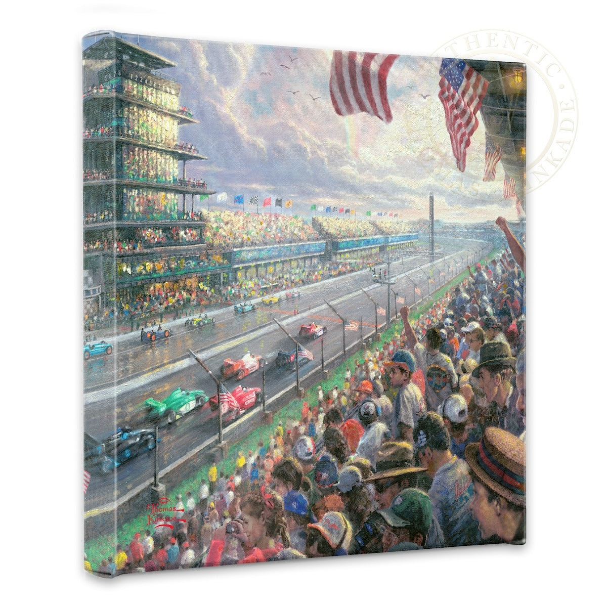 Indy Excitement&#44; 100 Years of Racing at Indianapolis Motor Speedway - 14&#34; x 14&#34; Gallery Wrapped Canvas