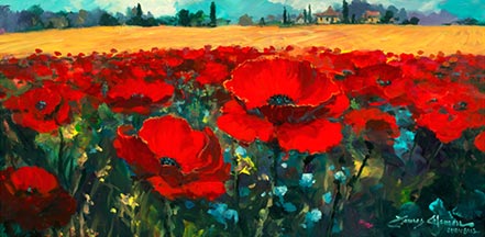 james coleman poppies in the summer breeze