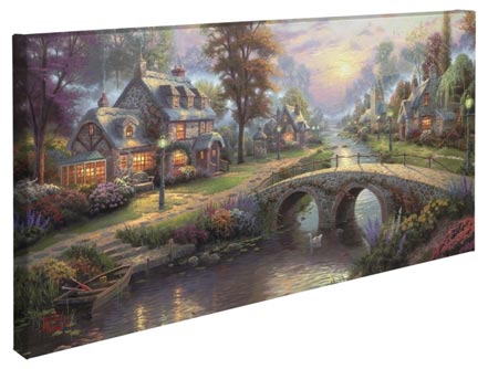 Sunset on Lamplight Lane – 16&#34; x 31&#34; Gallery Wrapped Canvas