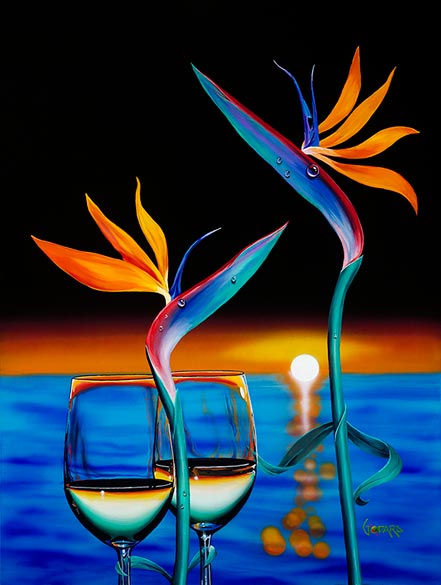 michael godard 2 birds in paradise