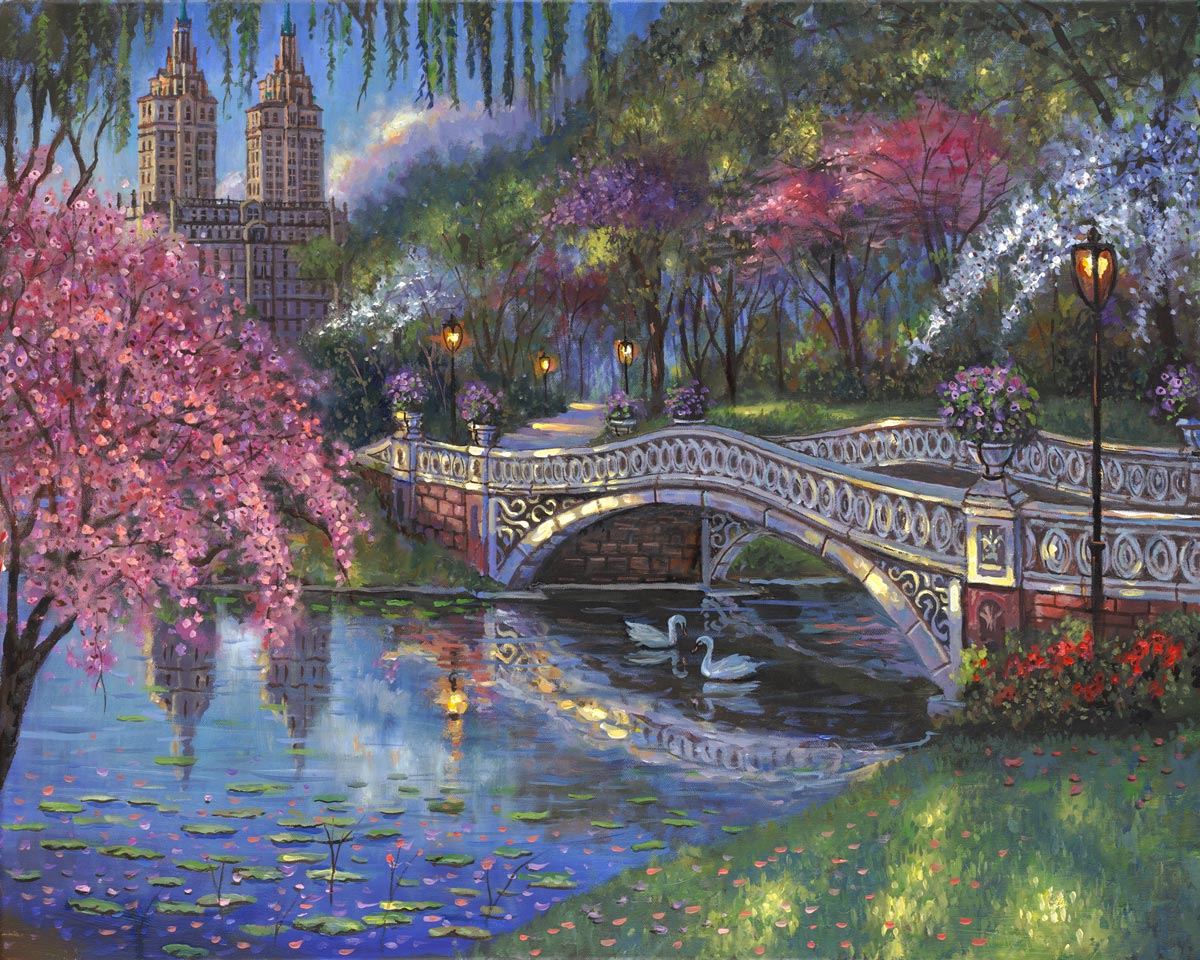 robert finale bow bridge blossoms central park
