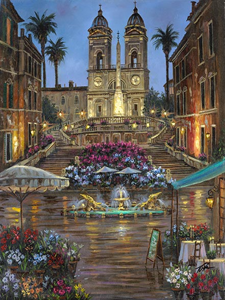 robert finale spanish steps of rome metal art print