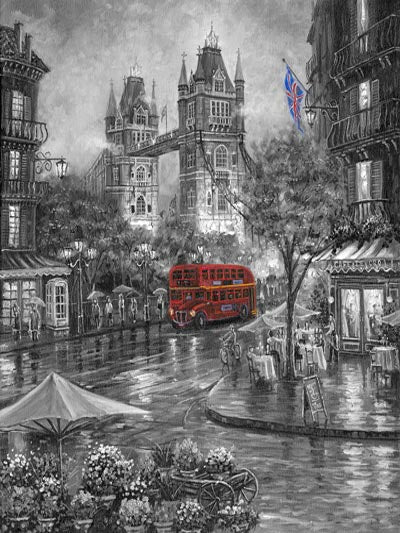 Rainy Days of London - Metal Art Print, by Robert Finale