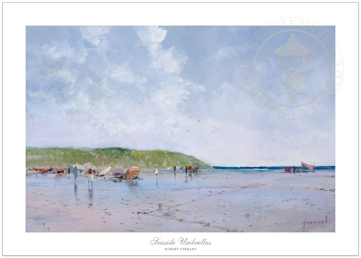 Seaside Umbrellas - Limited Edition Art, by Robert Girrard (Thomas Kinkade)