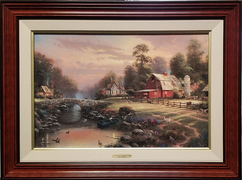 sunset on riverbend farm by thomas kinkade on canvas