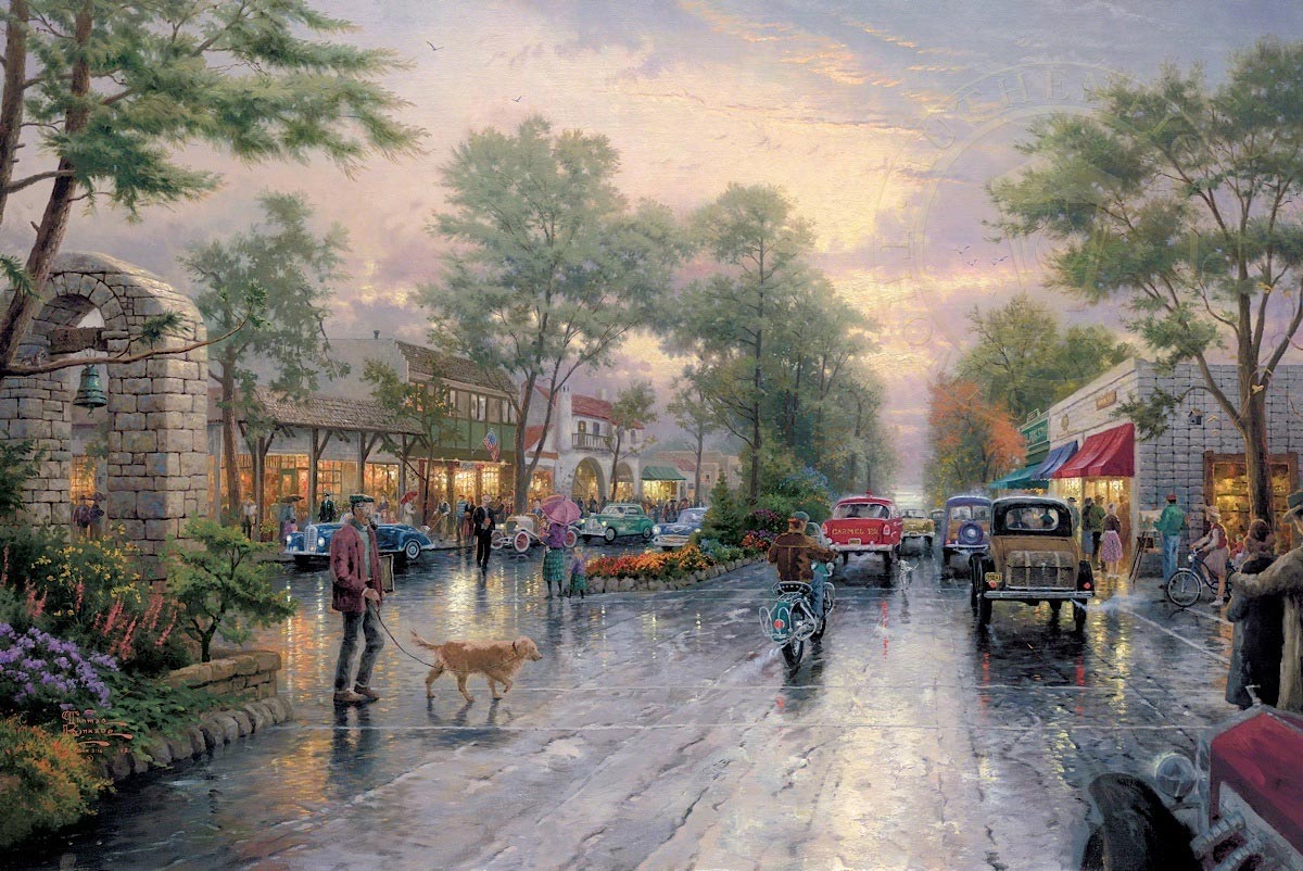 thomas kinkade carmel sunset on ocean avenue