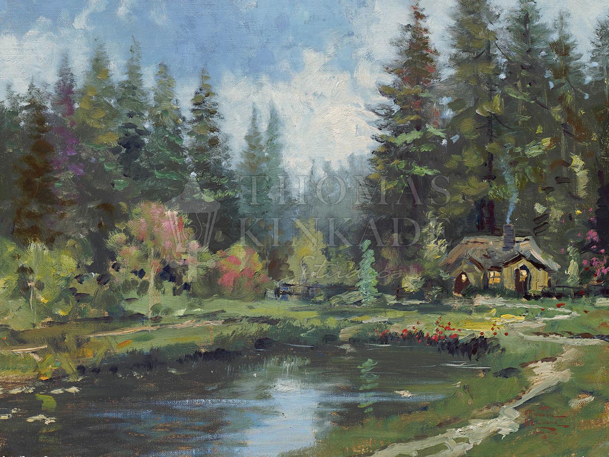 thomas kinkade cottage in the pines