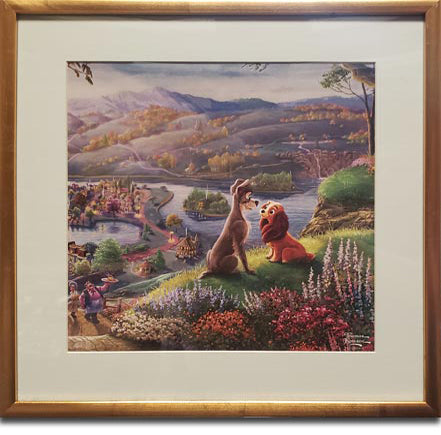 thomas kinkade lady and the tramp falling in love