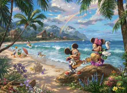 thomas kinkade mickey and minnie in hawaii