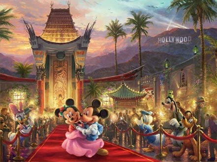 thomas kinkade mickey and minnie in hollywood