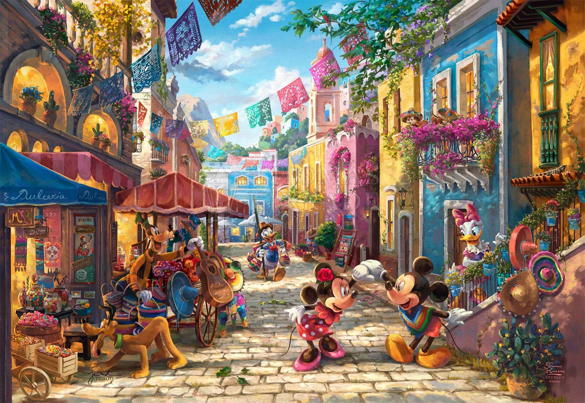 thomas kinkade mickey and minnie in mexico