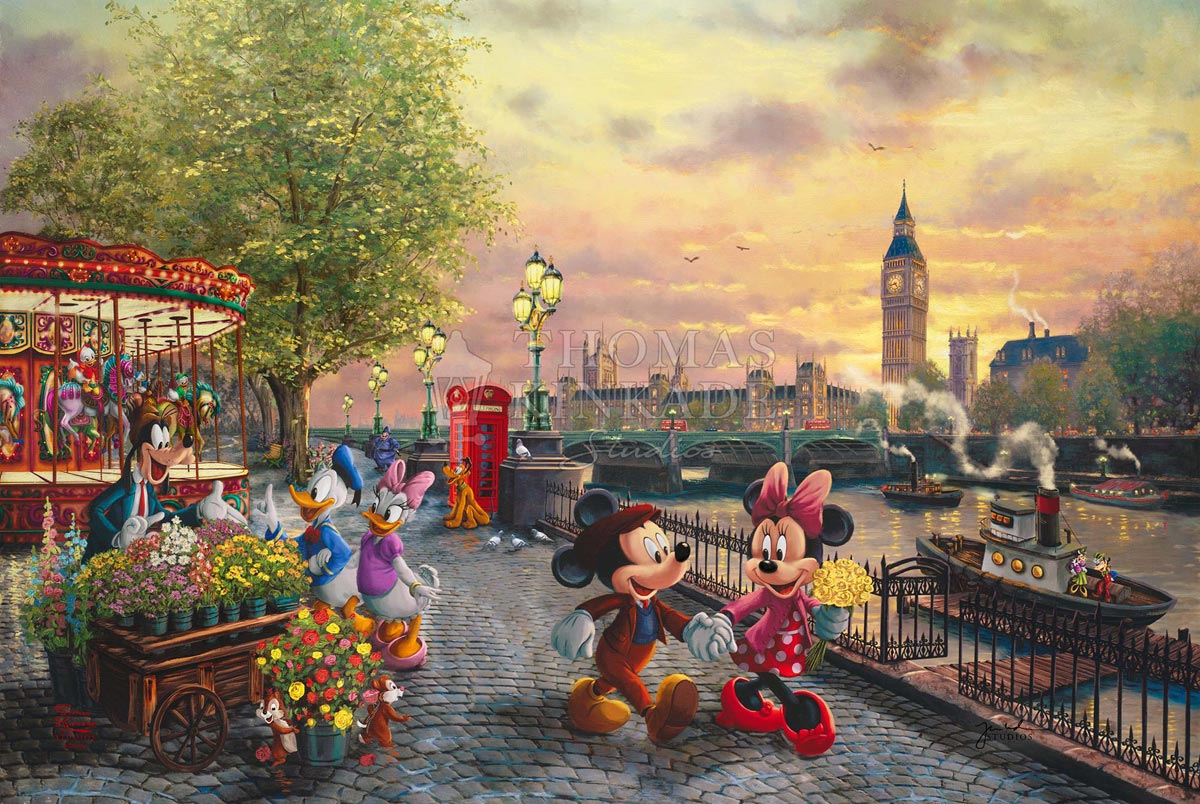 thomas kinkade mickey and minnie in london