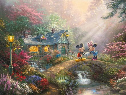 thomas kinkade mickey and minnie sweetheart bridge