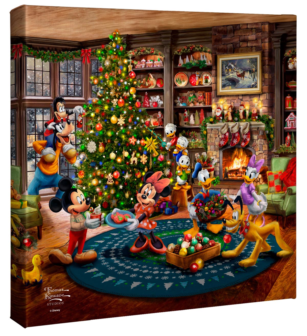 mickey minnie trimming the tree 14x14